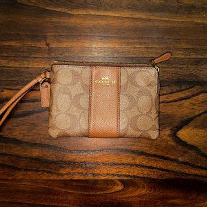 Brown/Tan Coach Wristlet Wallet